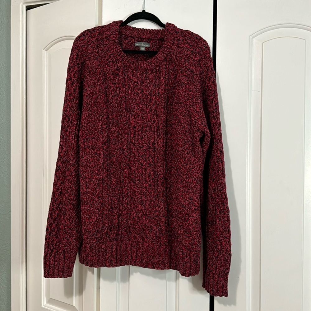 LL bean heavy fisherman’s sweater XXL red and black cotton